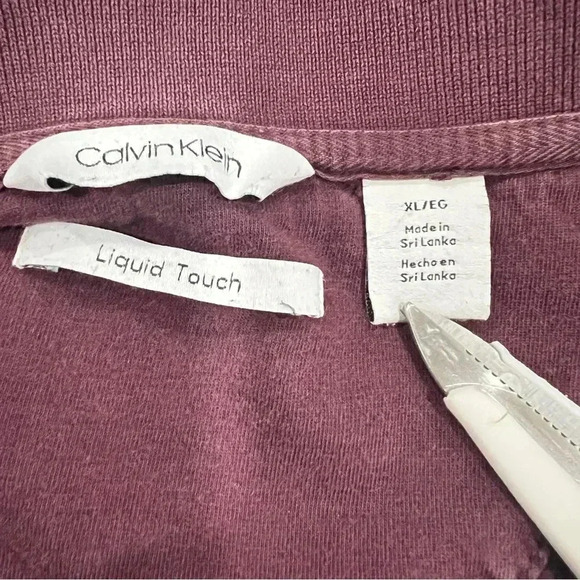 Calvin Klein Mens Striped Purple Short Sleeve Liquid Touch Polo Size XL - Picture 3 of 3
